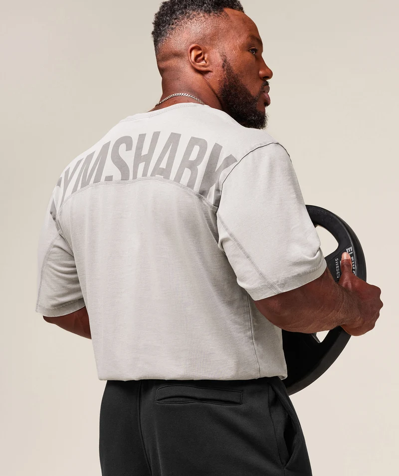 Gymshark Power Washed T-Shirt - Smokey Grey/Acid Wash Small Ball