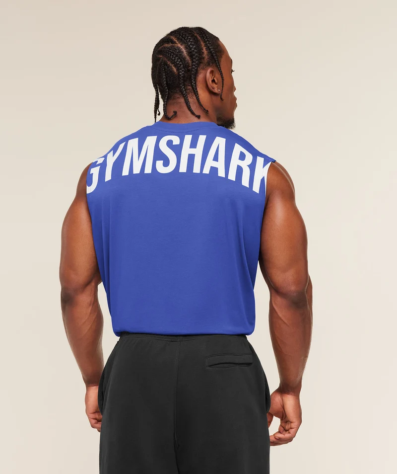 Gymshark Power Cut Off Tank - Force Blue