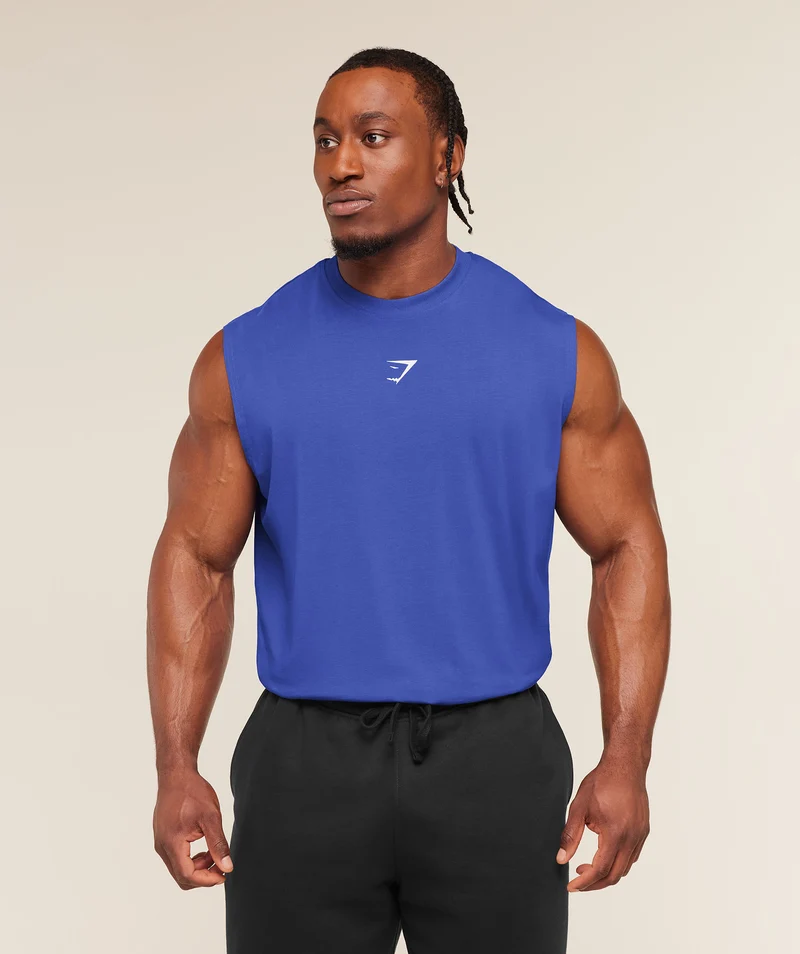 Gymshark Power Cut Off Tank - Force Blue