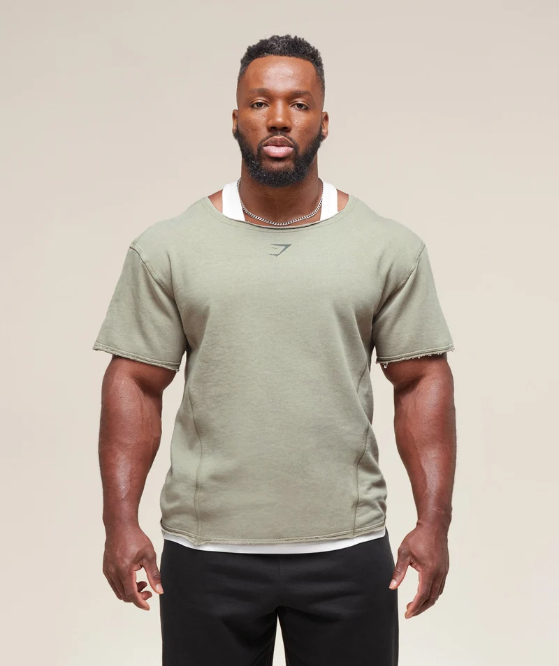 Gymshark Heritage Washed Rag Top - Stone Grey/Acid Wash Small Ball