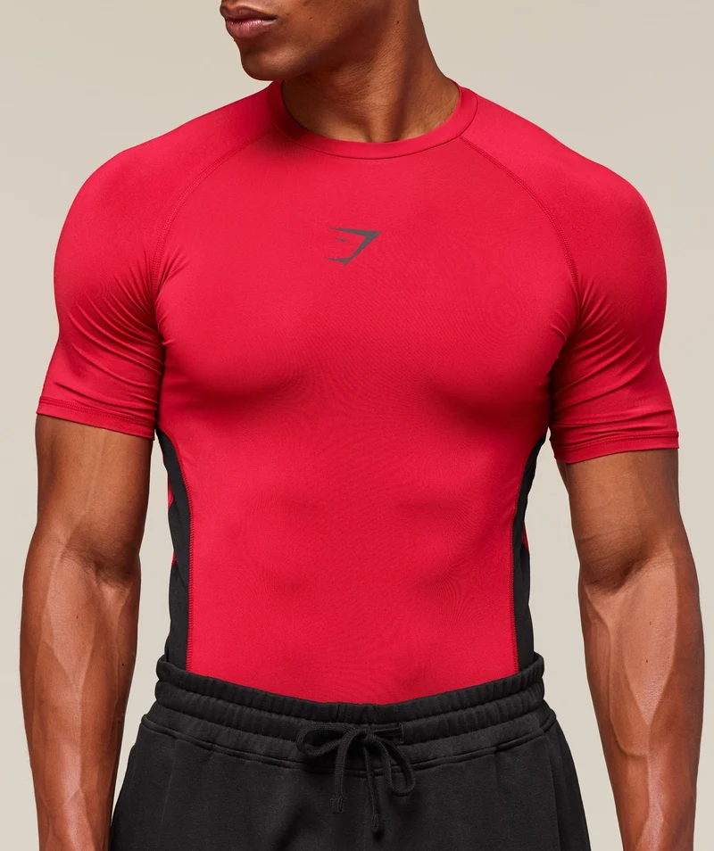 Gymshark Element Baselayer T-Shirt - Carmine Red/Black