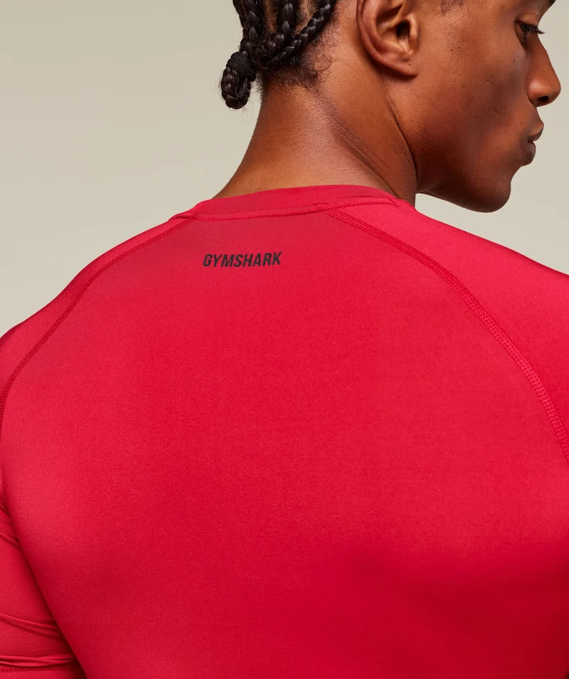 Gymshark Element Baselayer T-Shirt - Carmine Red/Black