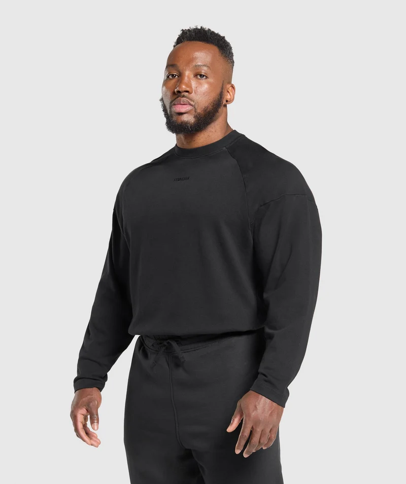 Gymshark Heavyweight Long Sleeve T-Shirt - Black
