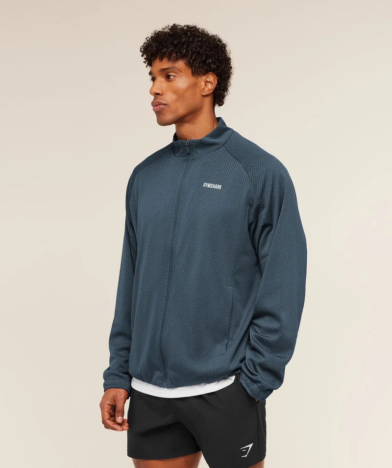 Gymshark Train Zip Through Jacket - Stealth Blue