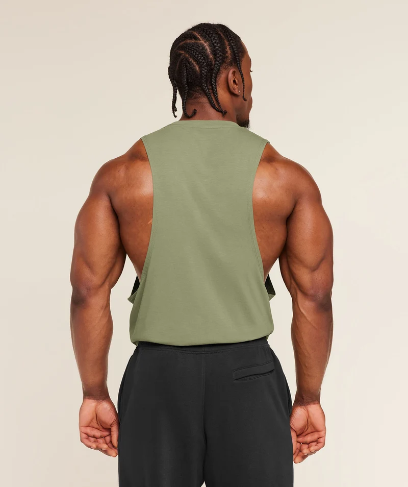 Gymshark Legacy Drop Arm Tank - Grounded Green
