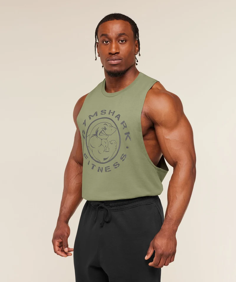 Gymshark Legacy Drop Arm Tank - Grounded Green