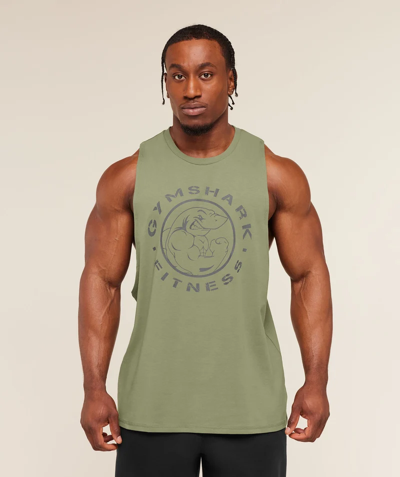 Gymshark Legacy Drop Arm Tank - Grounded Green