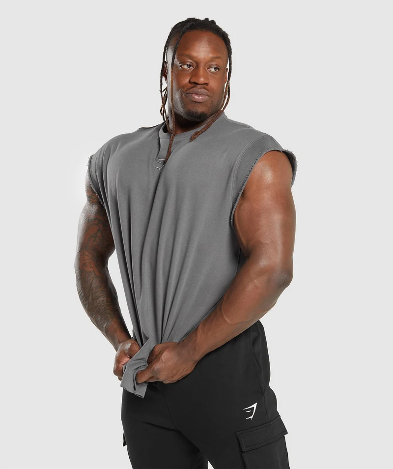 Gymshark Super Natural Cut Off T-Shirt - Brushed Grey