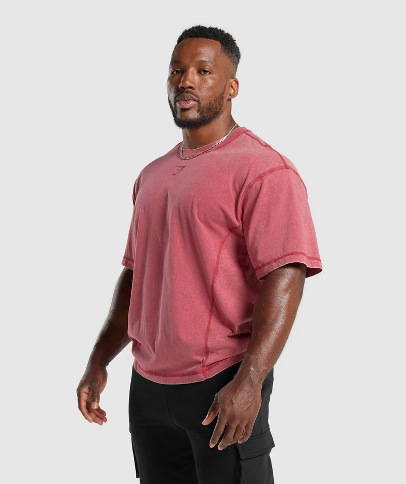 Gymshark Heritage Washed T-Shirt - Vintage Pink/Acid Wash Small Ball