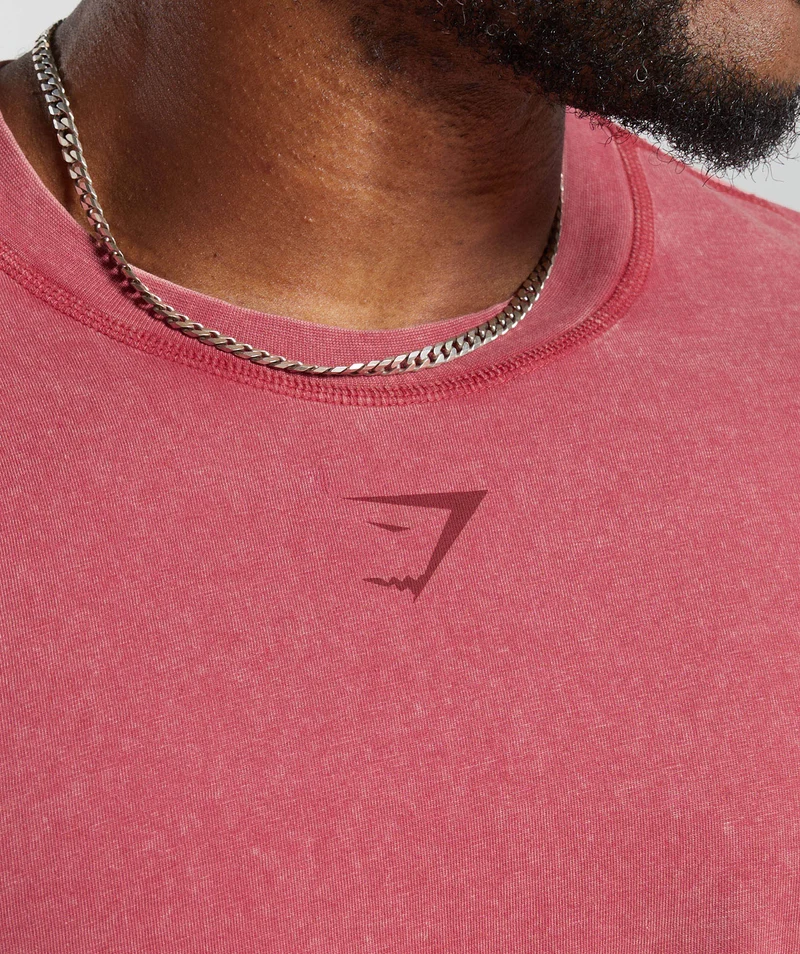 Gymshark Heritage Washed T-Shirt - Vintage Pink/Acid Wash Small Ball