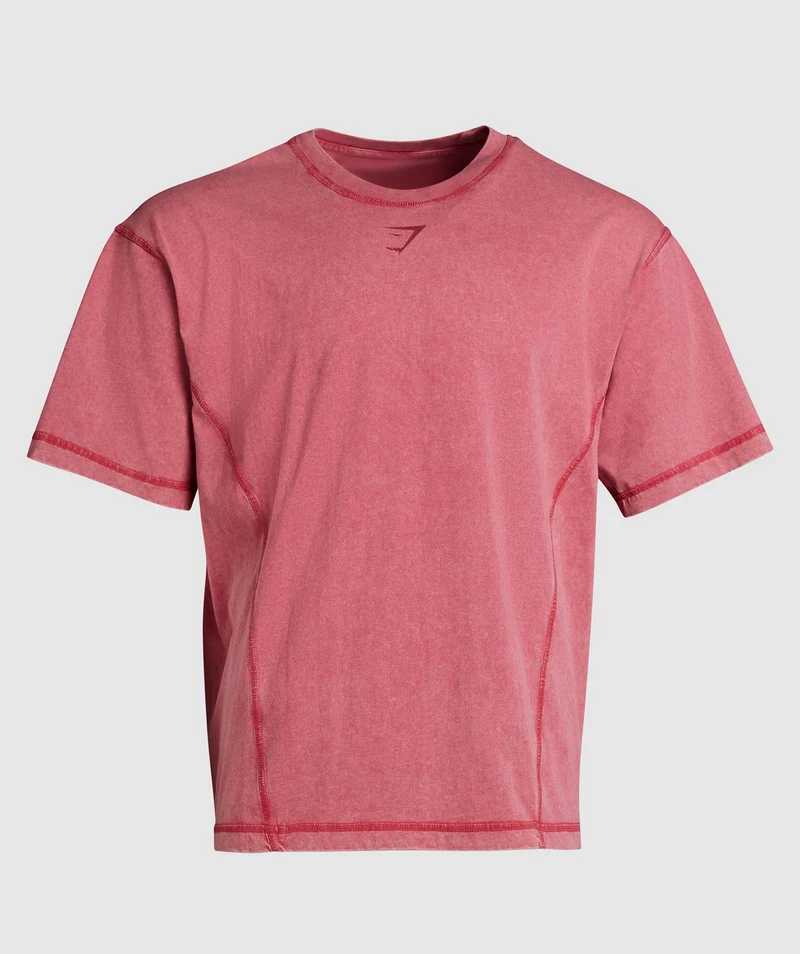 Gymshark Heritage Washed T-Shirt - Vintage Pink/Acid Wash Small Ball