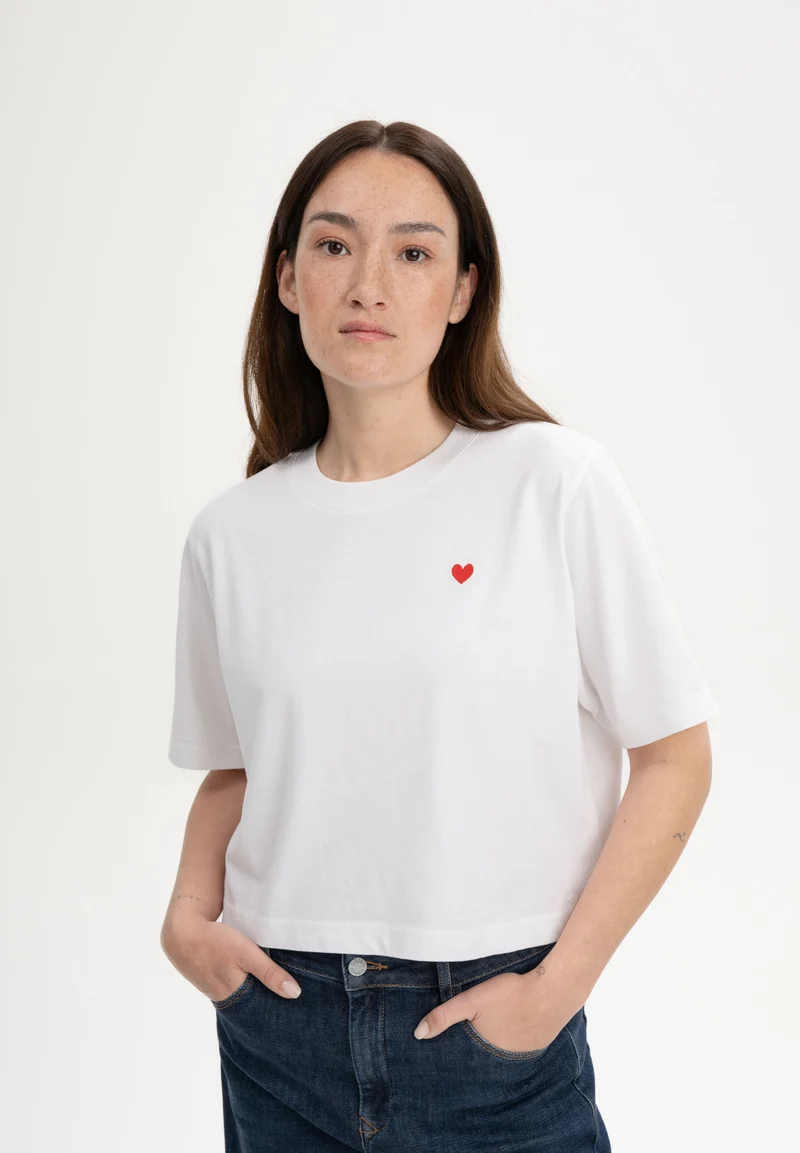 Cropped T-Shirt schwer Style JOSHNA Embroidery