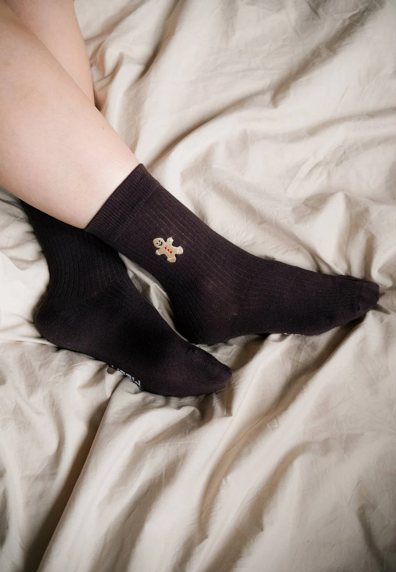 Gerippte Socken Stickerei 1 Paar