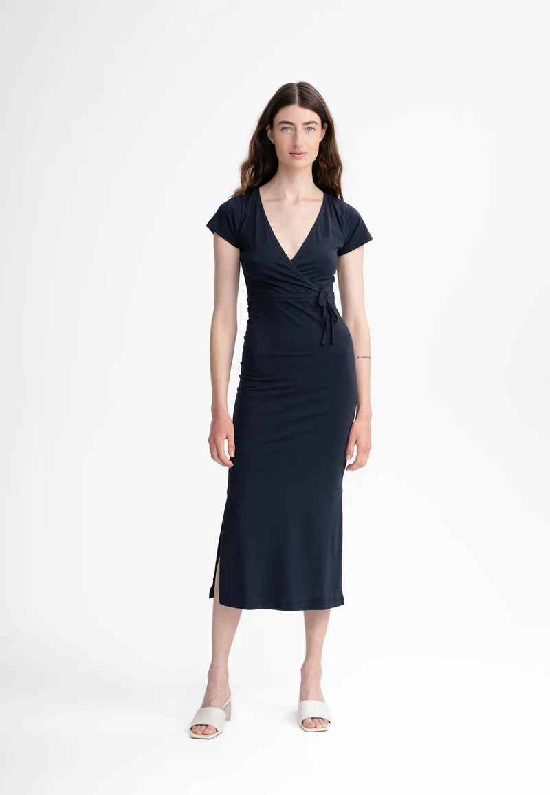 V-Neck Kleid lang Style SHREOSHI