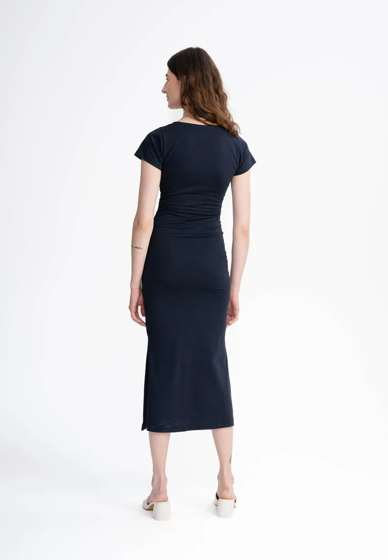 V-Neck Kleid lang Style SHREOSHI