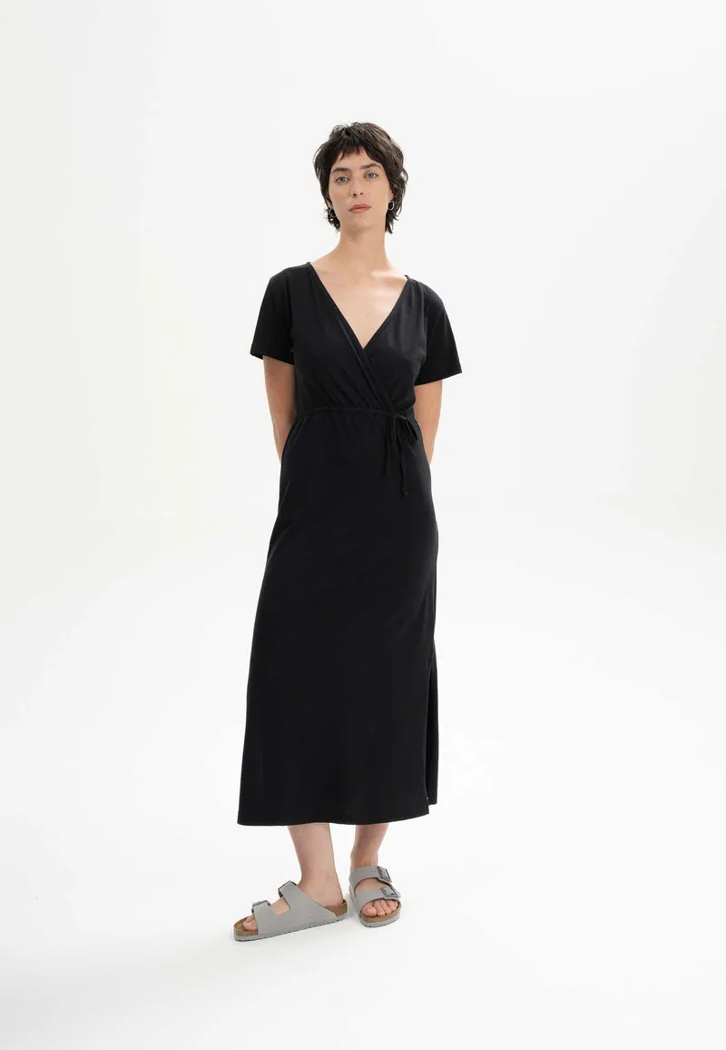 V-Neck Kleid lang Style SHREOSHI