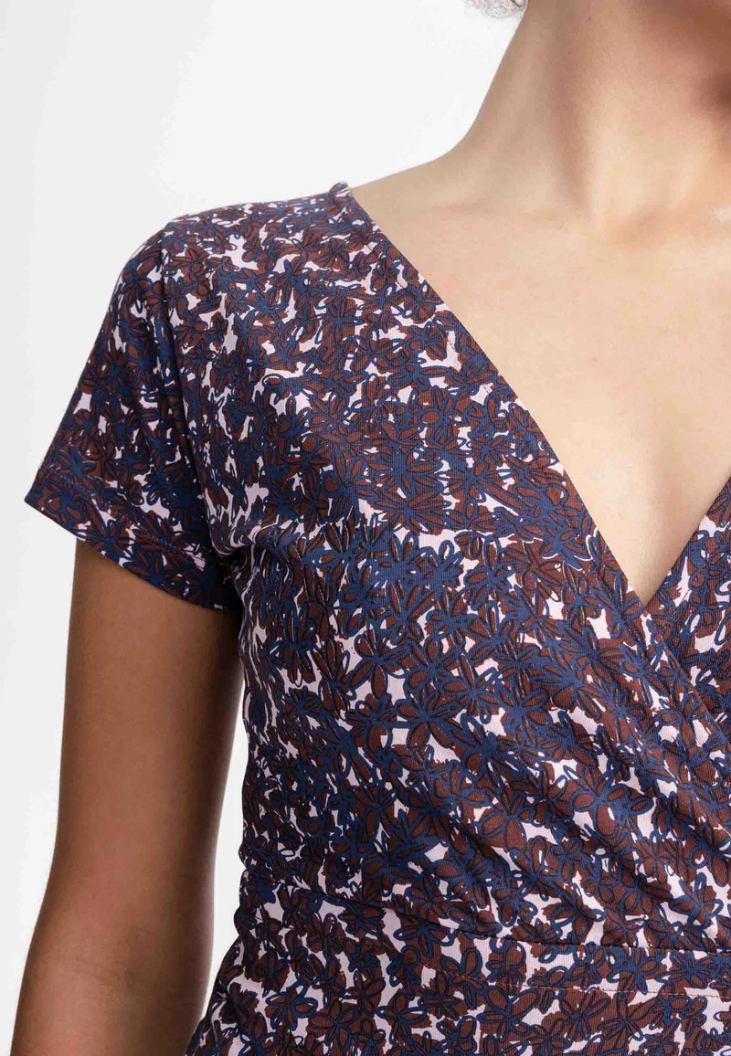 V-Neck Kleid lang Style SHREOSHI