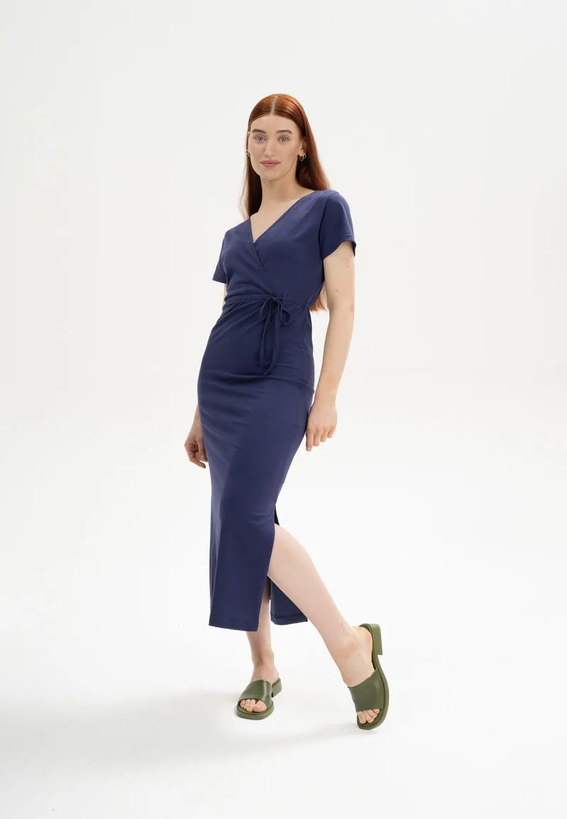 V-Neck Kleid lang Style SHREOSHI