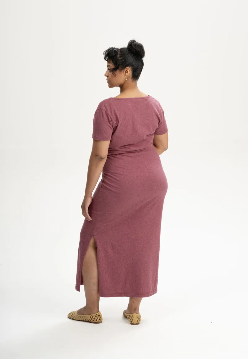 V-Neck Kleid lang Style SHREOSHI