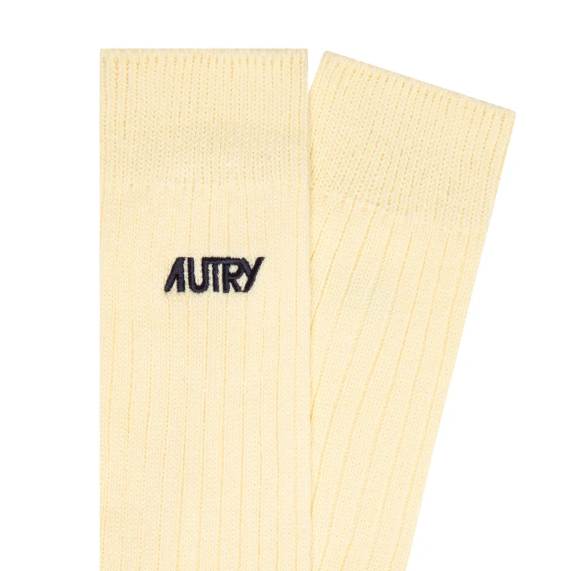 Autry Ribbed Embroidered Logo Socks