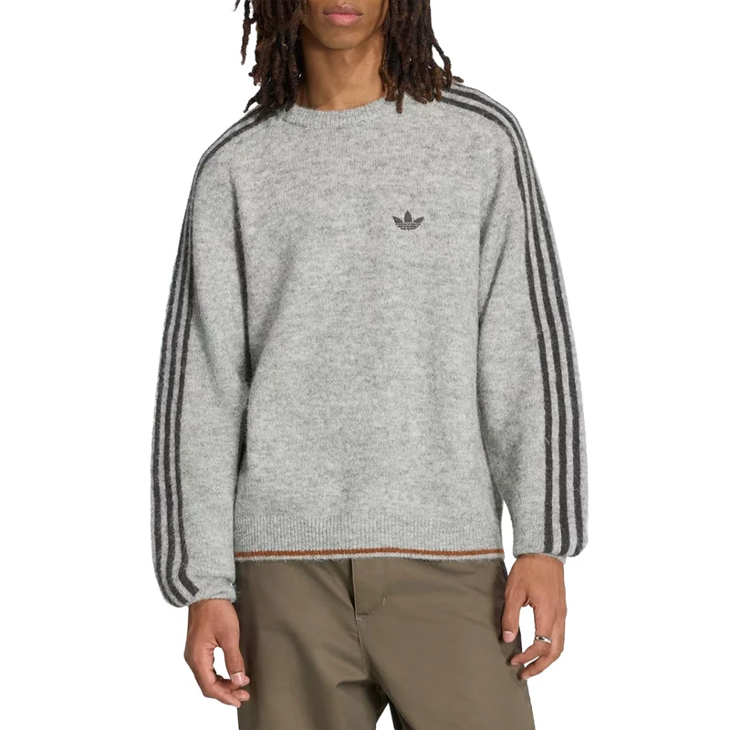 Adidas 3-Stripes Fluffy Knit Crew Sweatshirt