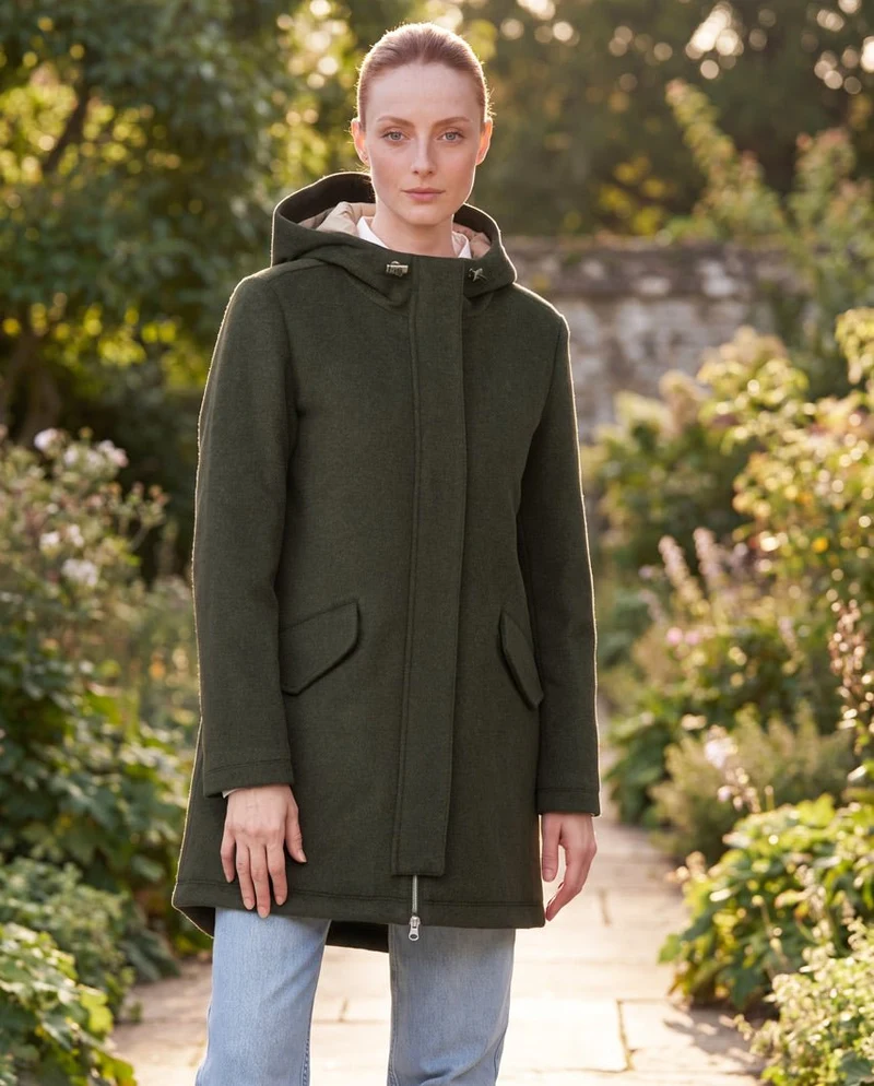 Damen-Parka "Liz Parka" aus Woll-Kaschmir-Mix in Forrest