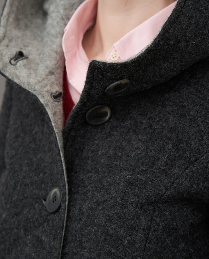 Damen-Walkmantel "Cosy Sarah" aus gekochter Wolle in anthra
