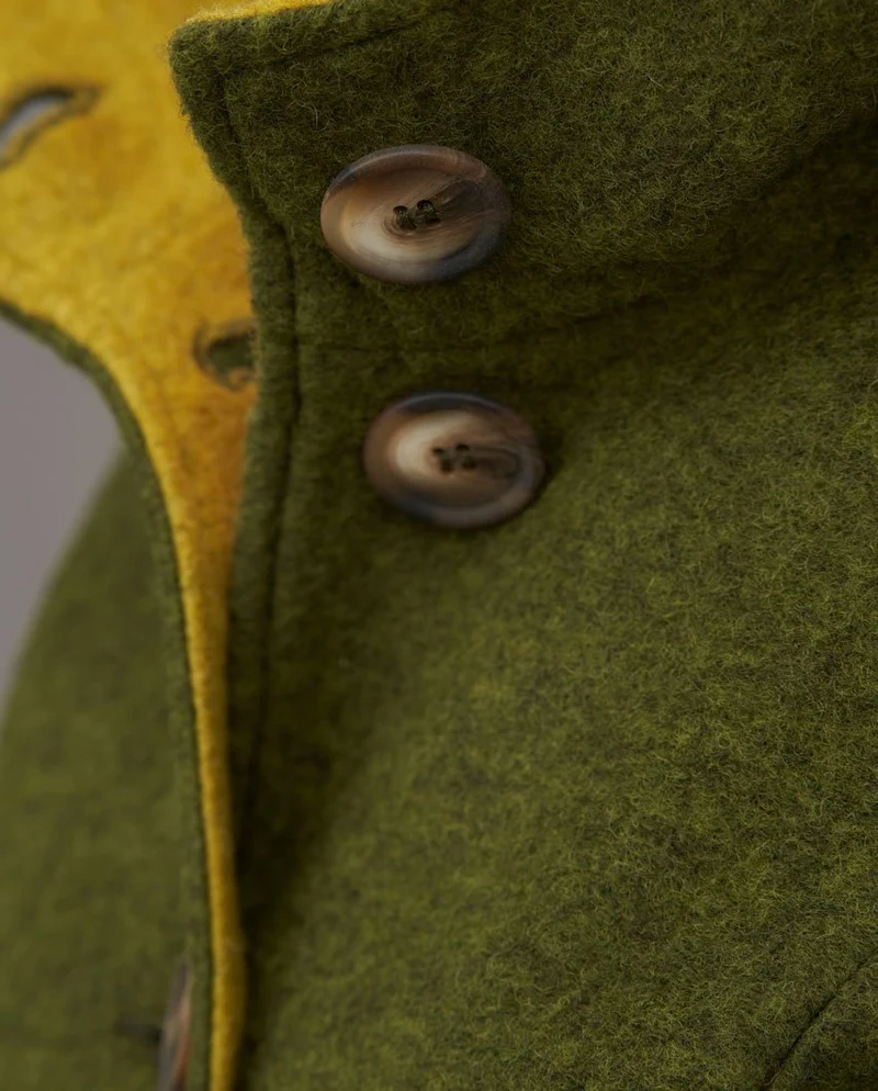 Damen-Walkmantel "Cosy Sarah" aus gekochter Wolle in Moss Green