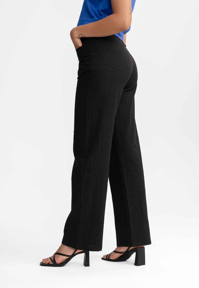 Seersucker Hose mit hohem Bund und weitem Bein Style PAULAMI