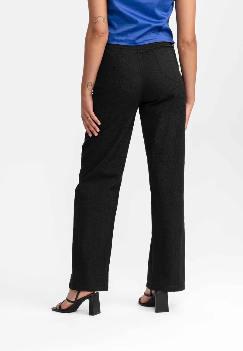 Seersucker Hose mit hohem Bund und weitem Bein Style PAULAMI