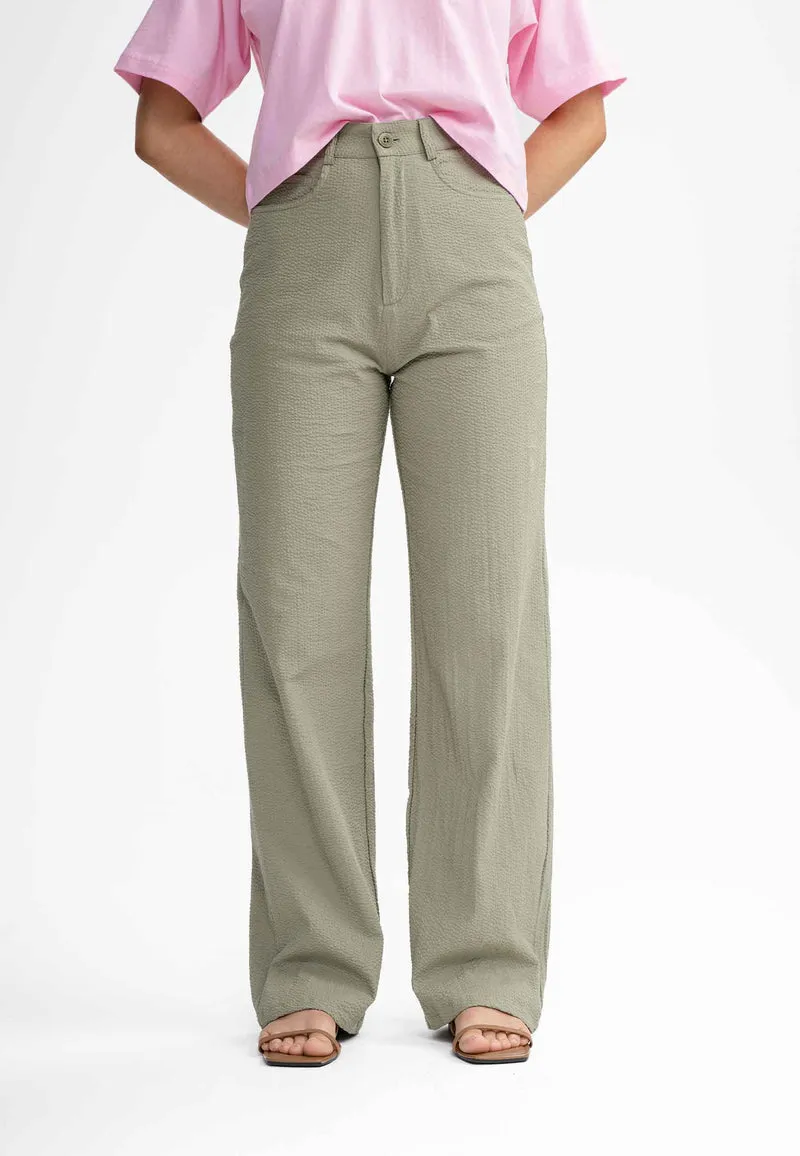 Seersucker Hose mit hohem Bund und weitem Bein Style PAULAMI