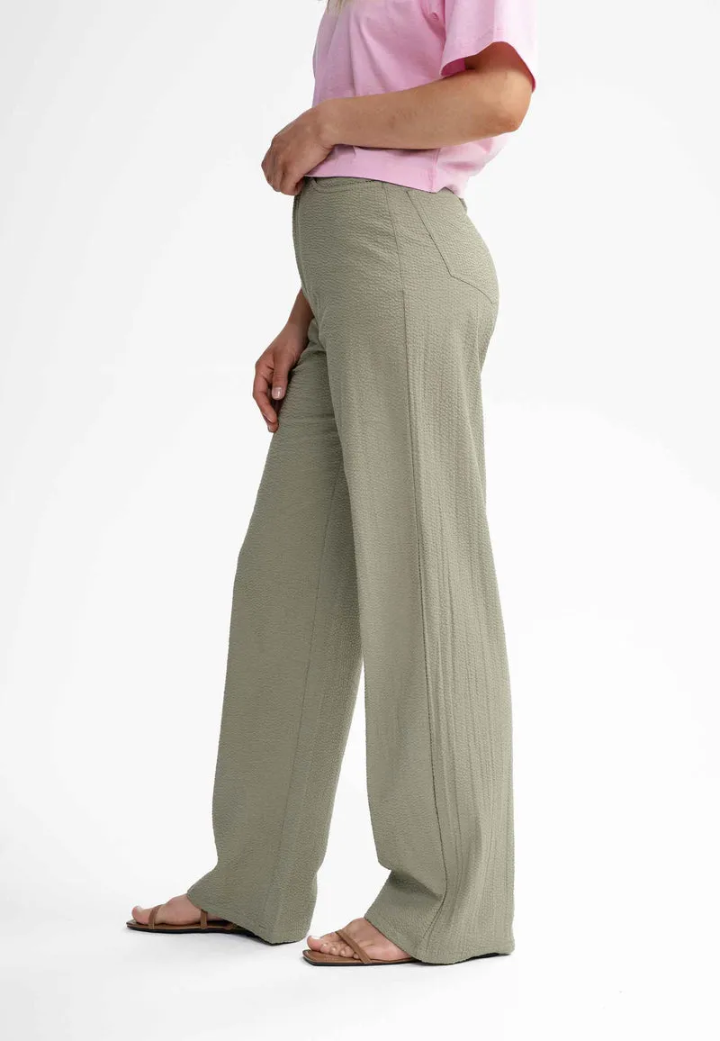 Seersucker Hose mit hohem Bund und weitem Bein Style PAULAMI