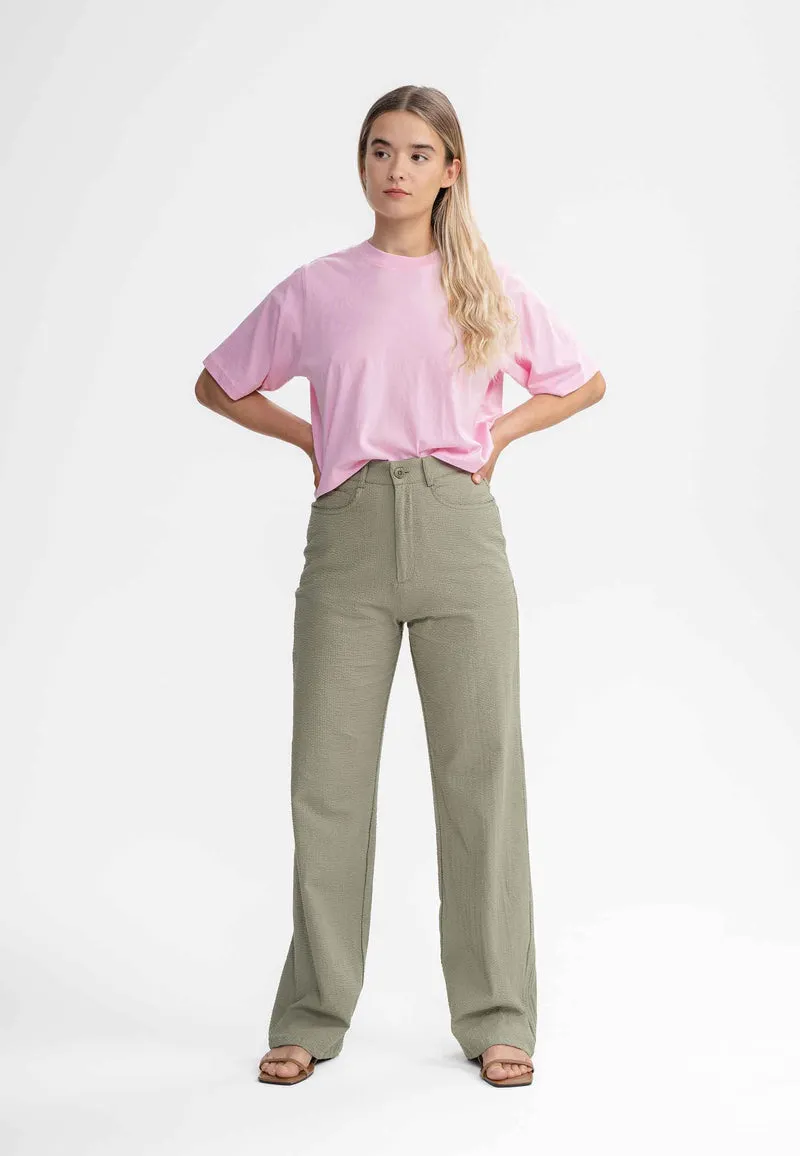 Seersucker Hose mit hohem Bund und weitem Bein Style PAULAMI