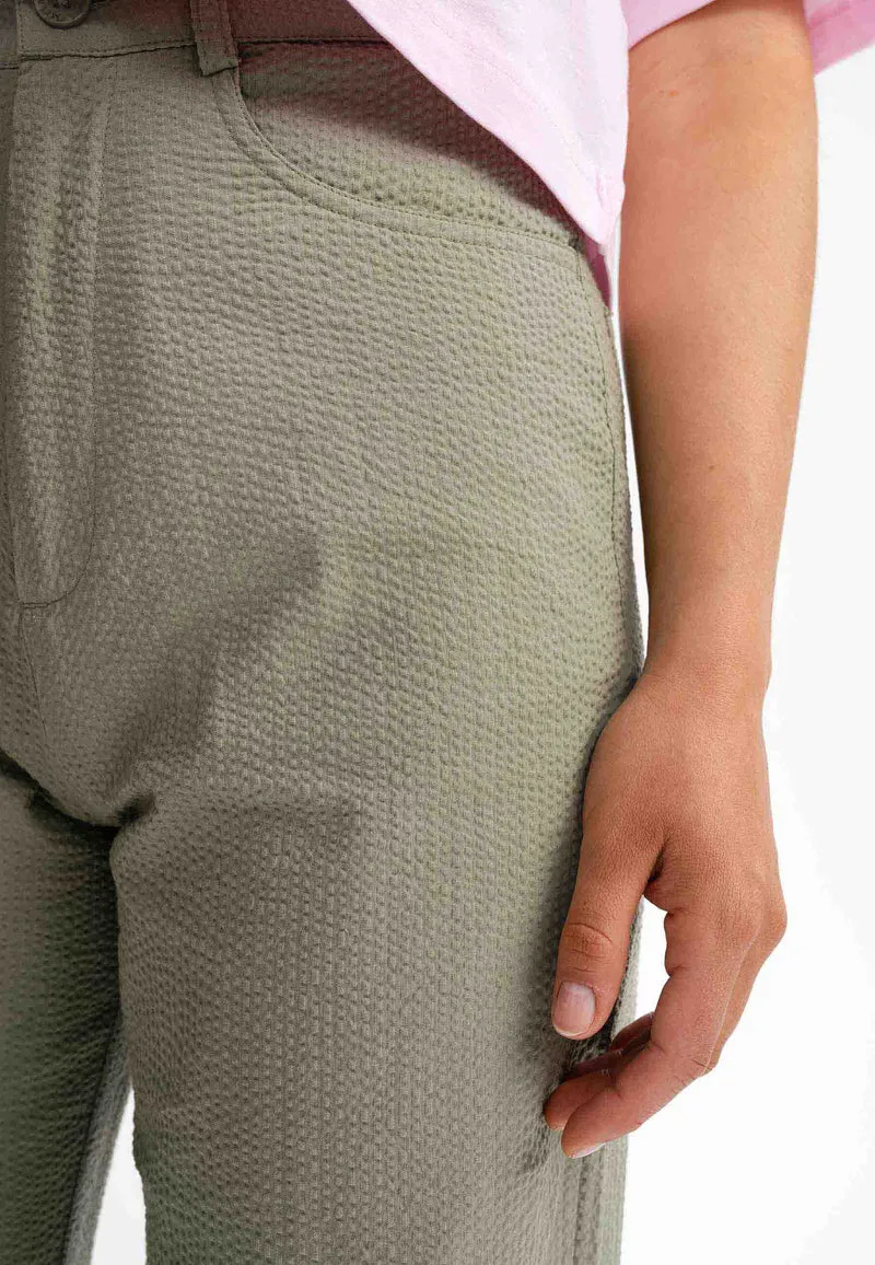 Seersucker Hose mit hohem Bund und weitem Bein Style PAULAMI