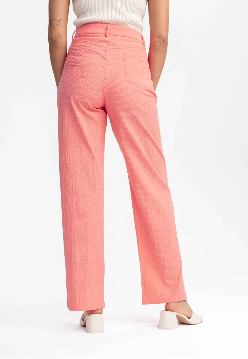Seersucker Hose mit hohem Bund und weitem Bein Style PAULAMI