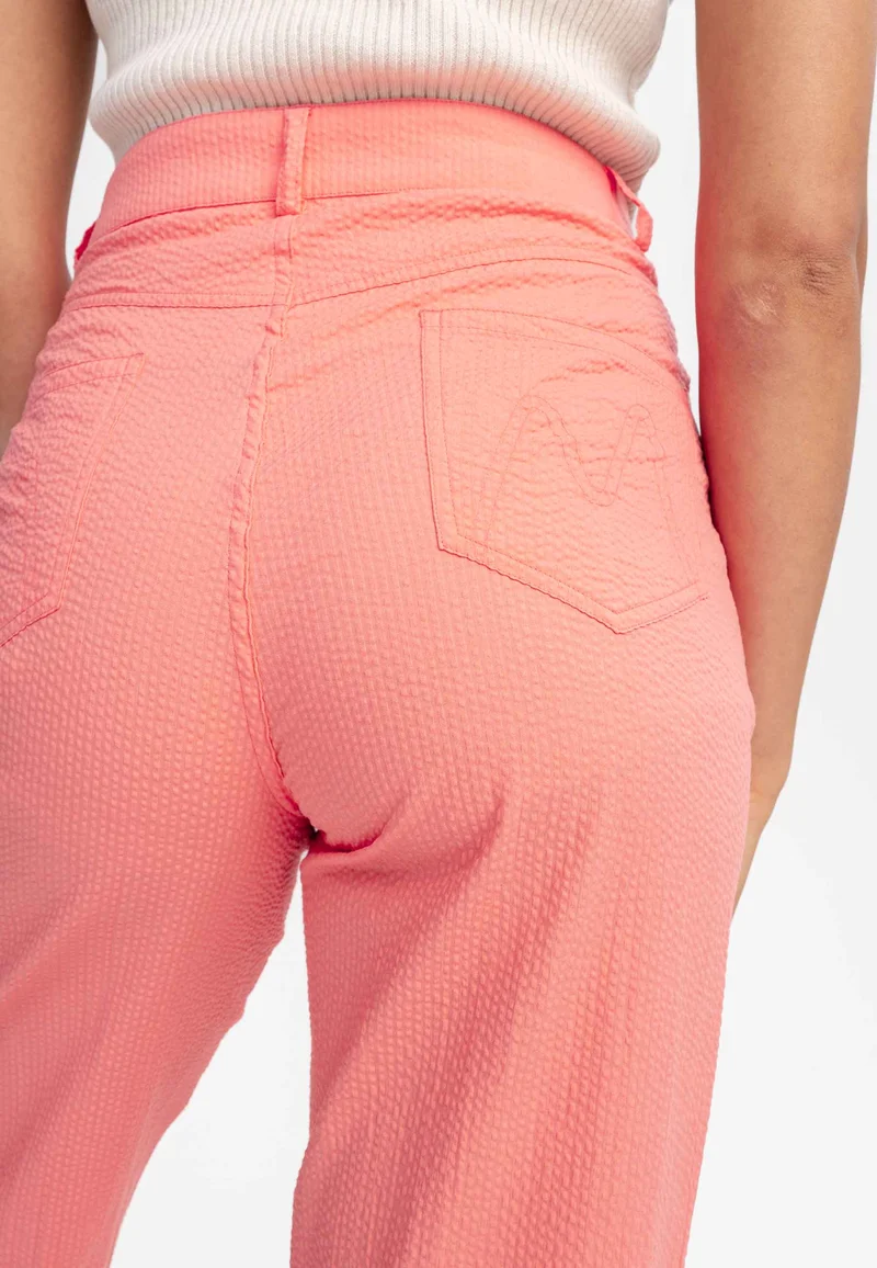 Seersucker Hose mit hohem Bund und weitem Bein Style PAULAMI