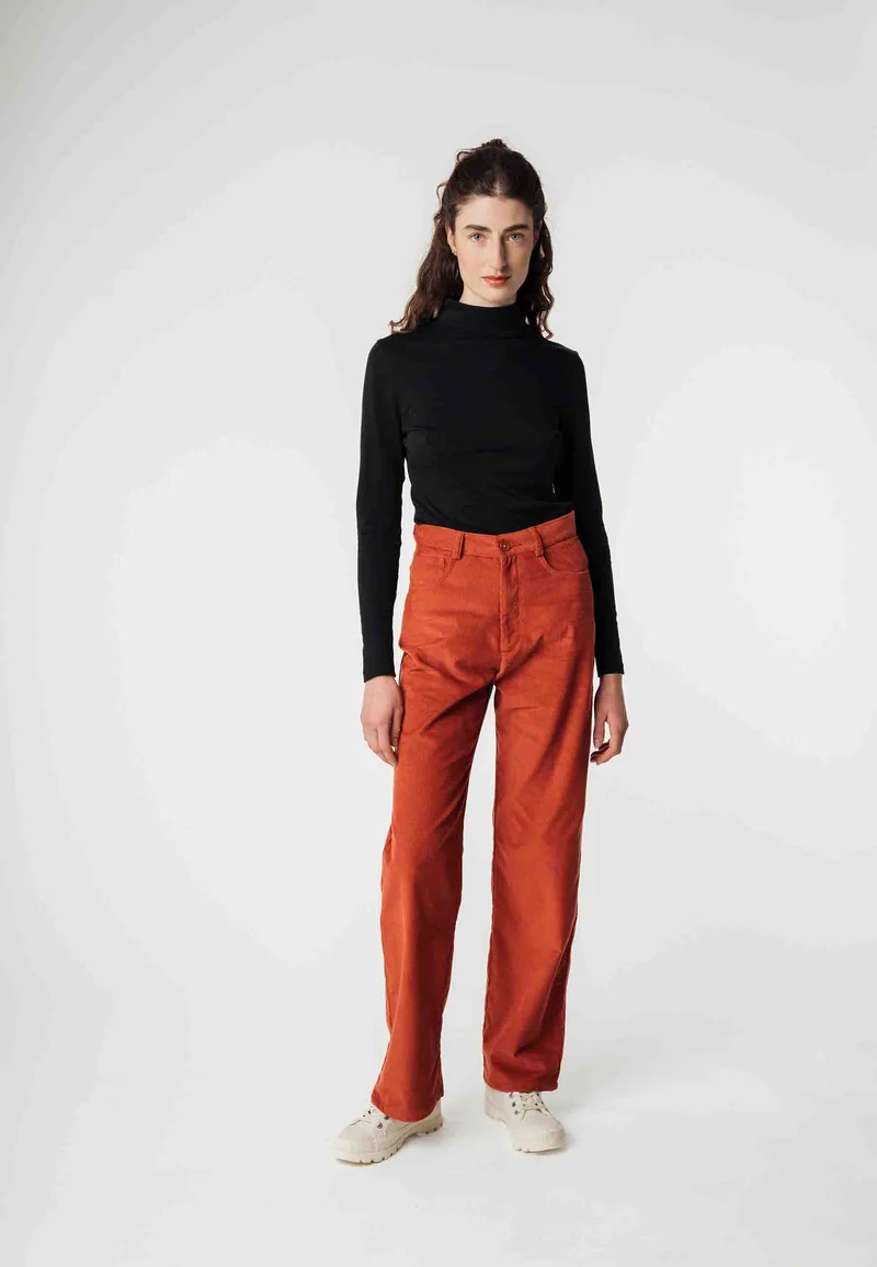 Cord Hose mit hohem Bund und weitem Bein Style OORJA