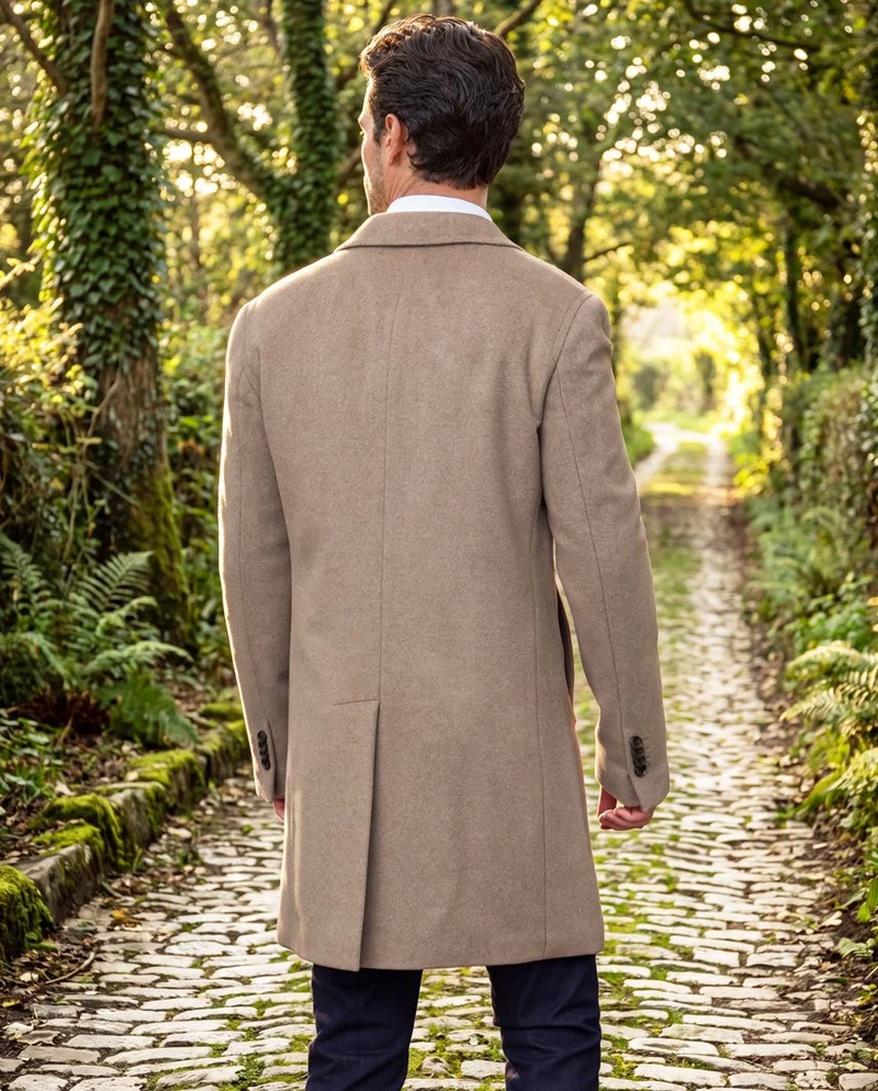 Herrenmantel "Howard" in taupe aus Woll-Kaschmirmix