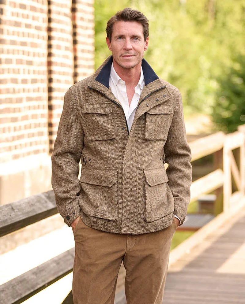 Herren Fieldjacket "Stanford" – Country Herringbone aus Harris Tweed