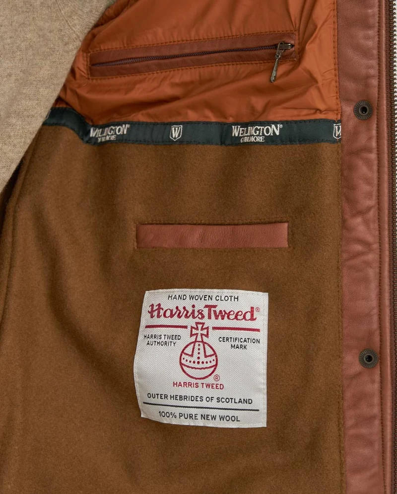 Damen-Steppweste "Lisa" aus Harris Tweed mit Nappalederbesatz | Evergreen