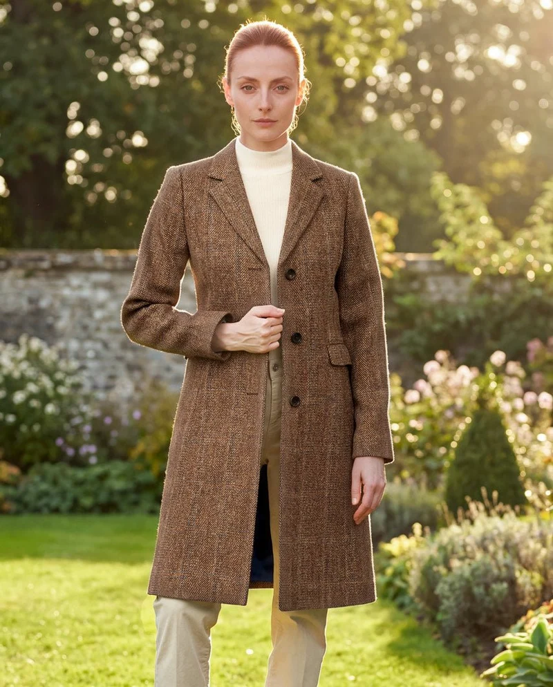 Harris Tweed Damenmantel "Emilia" in Herringbone Check