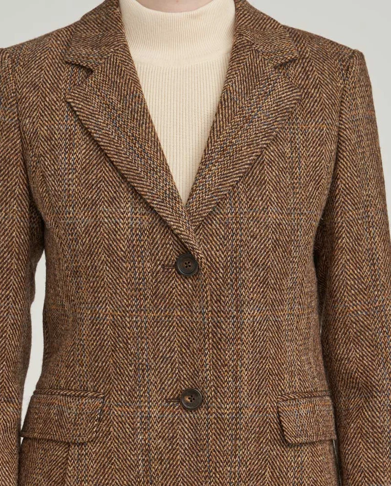 Harris Tweed Damenmantel "Emilia" in Herringbone Check