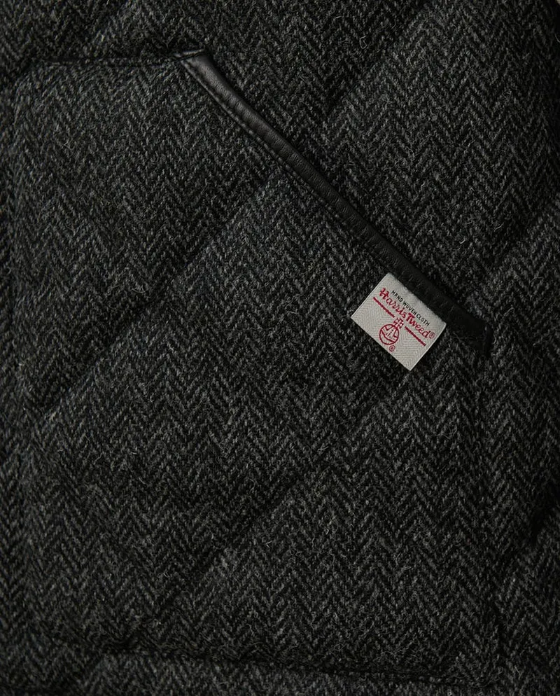 Harris Tweed Steppweste Herren – Levi Vest in Anthra Herringbone