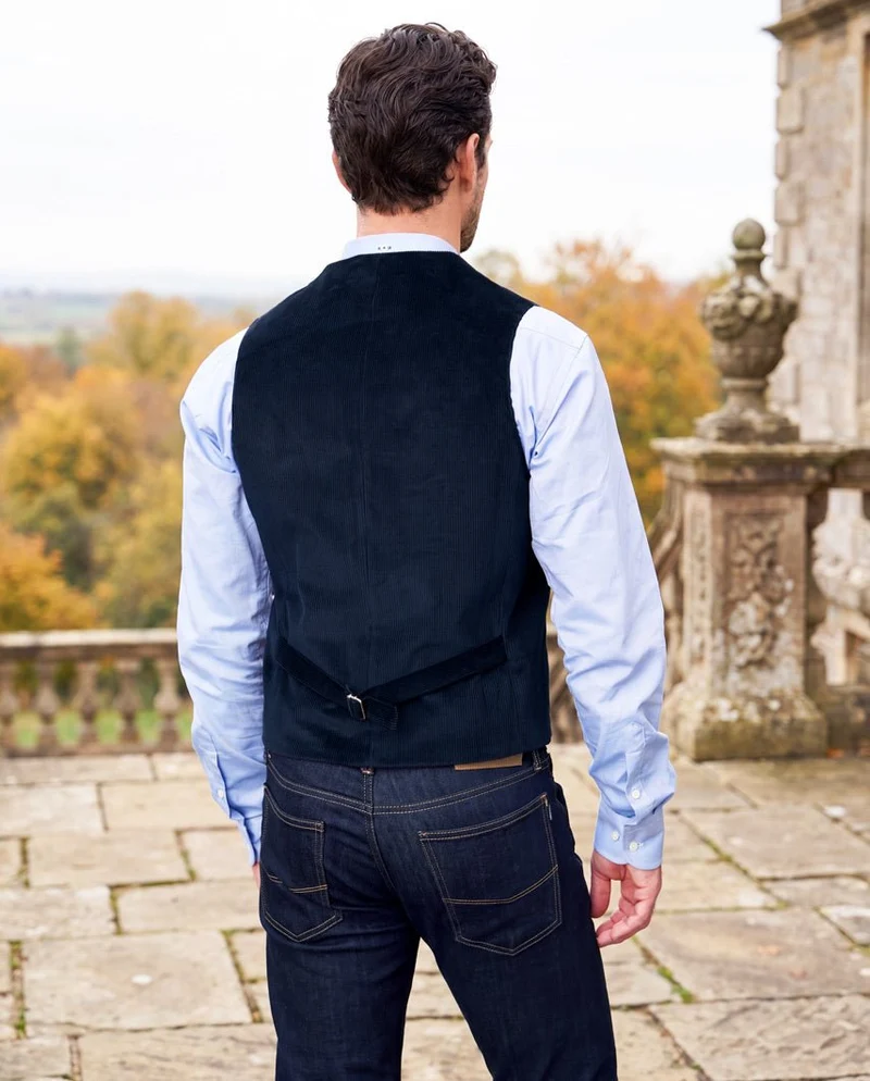 Herren Cord Weste "Wales" in navy