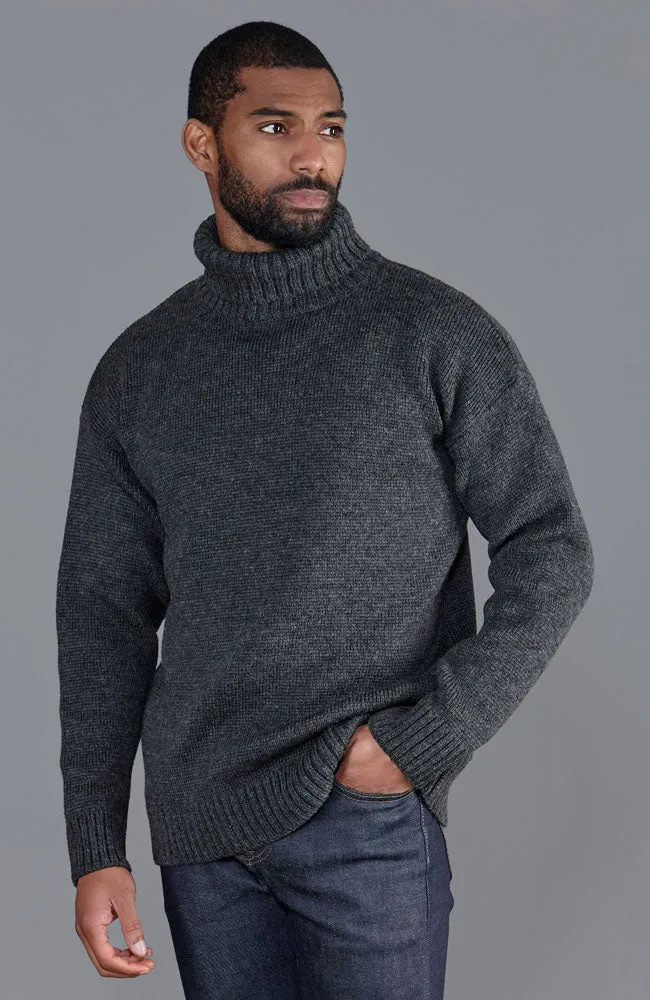 Herren-Pullover „Stone Submariner“ aus grober Merinowolle mit Rollkragen