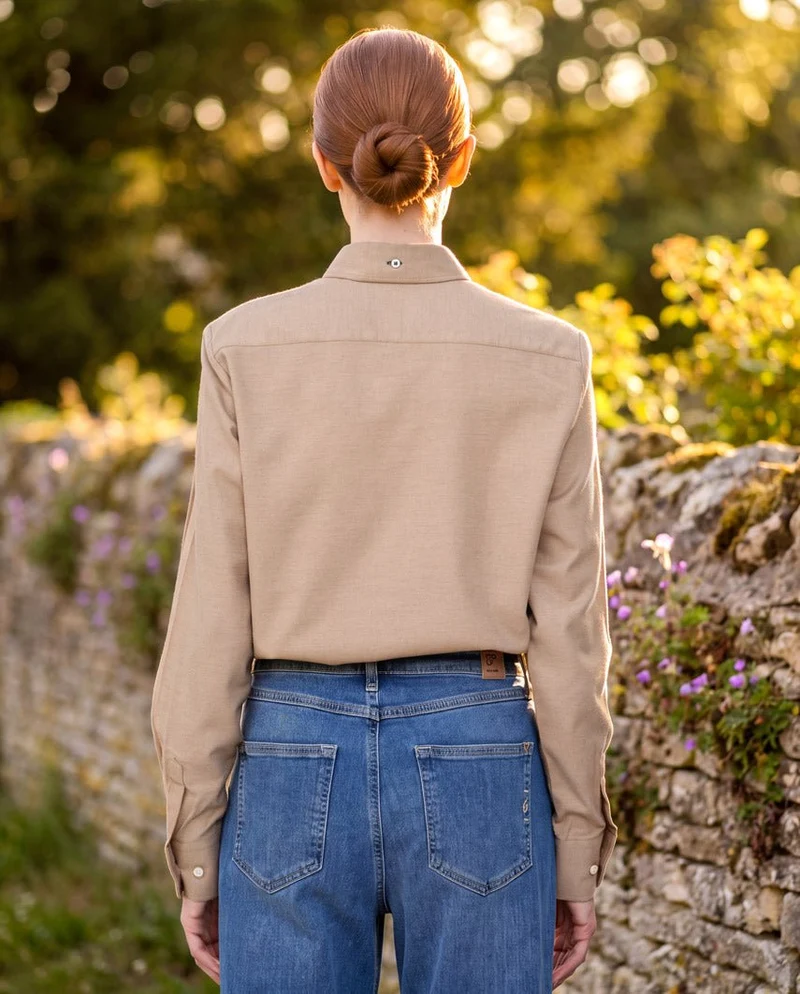 Button-Down Damenbluse "Stella" in sand