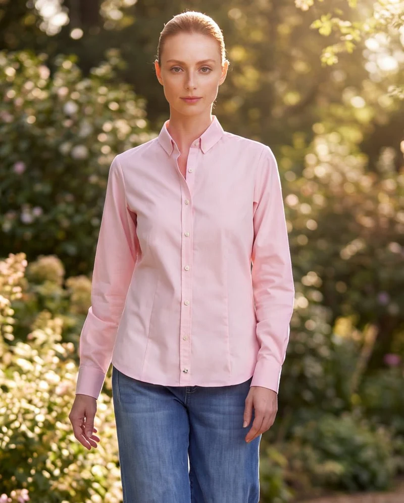 Button-Down-Damenbluse "Stella'' in rose