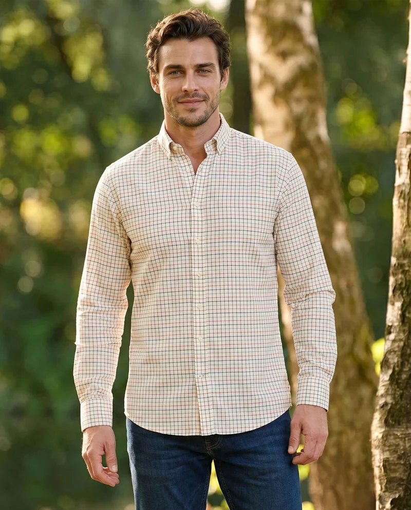 Herrenhemd ‚,Steward'‘ mit Button-Down-Kragen – tattersall