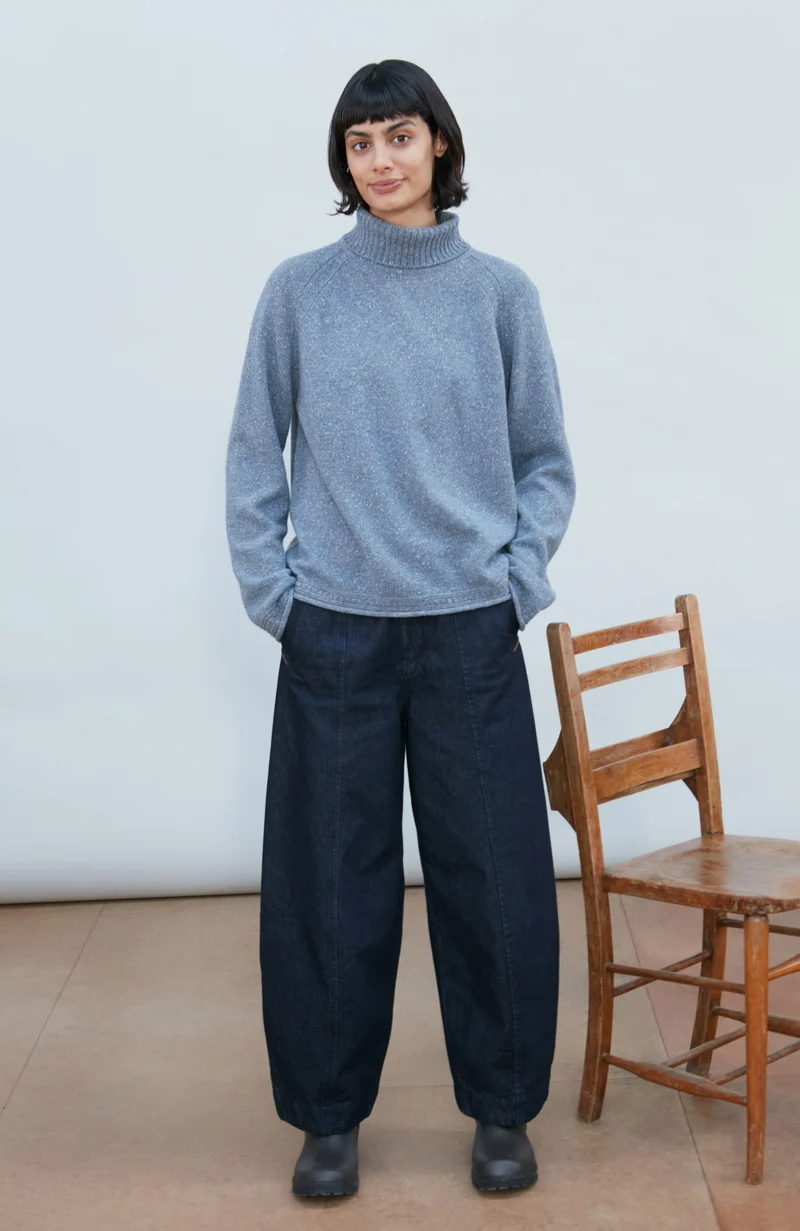 Womens Lambswool Silk Roll Neck Jumper
