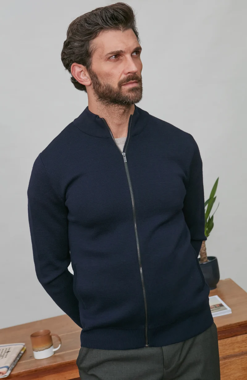 Mens Extra Fine Merino Knitted Jacket